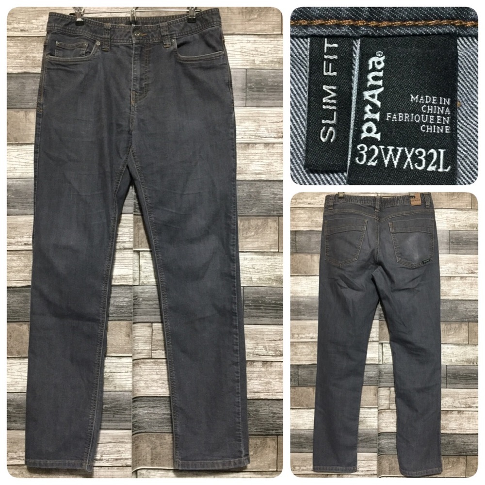 Prana Slim Fit Jeans Men’s 32x32 Gray Denim Stretch Casual (Read Desc)